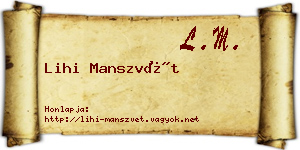 Lihi Manszvét névjegykártya